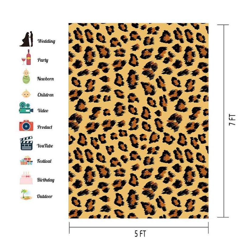 EOA 5(W) x7(H) FT Leopard Pattern Wild Photography Backdrop Black Brown Spots Stylish Leopard Skin Background Lady Bachelorette Party Banner Studio Props - Image 2